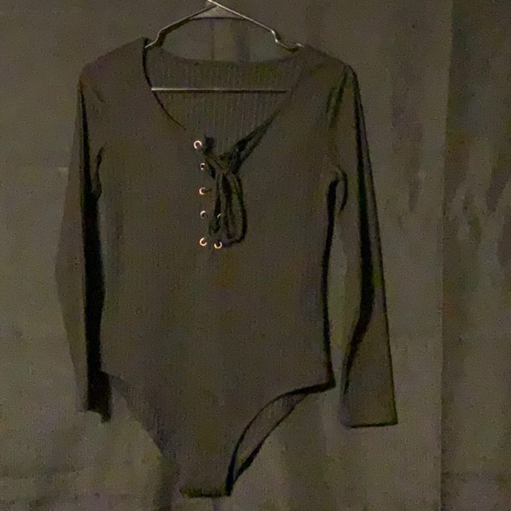 Black ribbed bodysuit